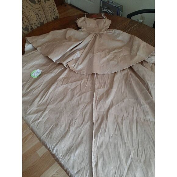 New XS Windsor Lt Gold Spaghetti Strap Open Criss Cross Back Hi Low Form… - Picture 1 of 9